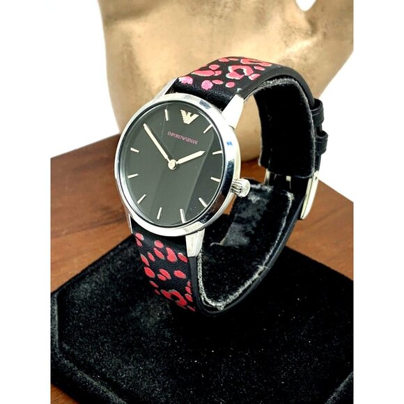 Emporio Armani Women's Watch AR11262 Black Red Leather Band 32mm USED - Picture 13 of 13